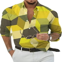 Glookwis muške vrhove dugih rukava Rolo rukave majice casual redovno fit bluza Geometrijski gumb za