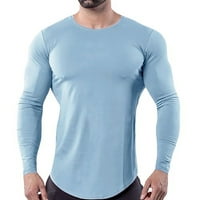 Muškarci performanse dugih rukava majica vlage Wicking posada majica Solid boja okrugli vrat Fitness Top