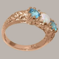 Britanci izrađeni 18K ružilijski zlatni prirodni i plavi Topaz ženski zaručni prsten - Opcije veličine - Veličina 8.5