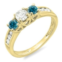 DazzlingRock kolekcija 0. Carat 10k okrugli i bijeli dijamantni kameni zaručni prsten, žuti zlato, veličina 8