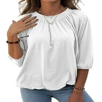Ženska majica rukave Tee Solid Color Majica Žene Ležerne prilike tunika Bluza Loungewebs Claret S