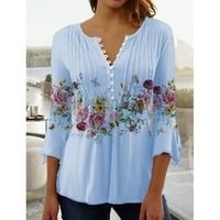 Ženske vrhove klirence ispod $ velike veličine bluza V-izrez cvjetni casual rukav majice Labavi tunik