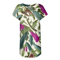Haljine za žene plus veličine ženska modna cvjetna sunčanica V-izrez kratki rukav mini casual kratke