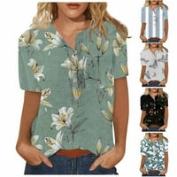 Bicoasu ženski vrhovi ženski V-izrez kratki rukav ležerne majice na vrhu grafičkih ljetnih košulja vrhovi