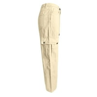 Ženski džepni džepni gumb Srednji struk zategnute hlače na otvorenom na otvorenom casual gaće kaki 10