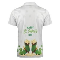 Mens St Patricks Day Modni casual 3D digitalni print rever sa zatvaračem kratkih rukava Top košulja Velike košulje za muškarce Muške majice dugih rukava sa džepom
