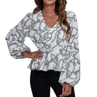 Proljetni vrhovi za žene Ženska moda Top šifon košulja Ležerne prilike za ispis Vrući od vrata s dugim