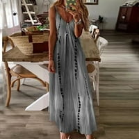 Huaai Women Ljeto Plaže Haljine Cvjetni otisci Odmori za odmor Boho Spaghetti remen Casual Loose dugi