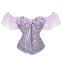 Baycosin Women Modni korzet vrhovi saten kratkih rukava čipka za retro suda Bustier Bustier Cvjetni