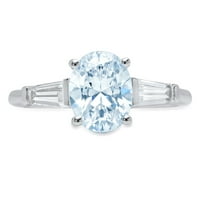 2.5ct ovalni rez plavi simulirani dijamant 18k bijeli zlatni angažman za angažman kamena prstena veličine