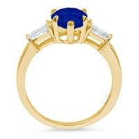 2.3ct kruška simulirana plava safir 14k žuta zlatna godišnjica Angažmane kamene prstene veličine 10