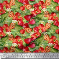 Soimoi Velvet Tkaninski listovi, cvjetni i jagoda plodovi odštampana zanatska tkanina od dvorišta široka