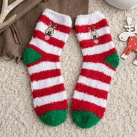 Dezsed Božićne nejasne čarape čišćenja ženske djevojke božićne slatke koloer pruge Santa Claus Print