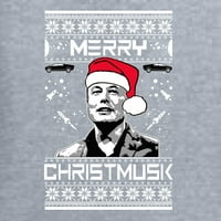 Divlji Bobby, sretan Christmusk Funny Elon Musk Meme Ugly Božićni džemper Žene Slim Fit Junior Tee,