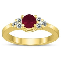 Ženski rubin i dijamantski cintni prsten u 10k žutom zlatu