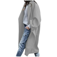 Olyvenn ponude modne žene okreću ovratnik dugih rukava casual kaput kardigan bluza trendi zimske tople dame kaputotine bez obljeće jakne sive 6