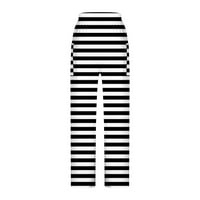 Fartey gromobrani danas široke pantalone za noge za ženske trake print elastične snimke s karatnim pantalonama sa džepovima sa kućni ljubimci za odmor