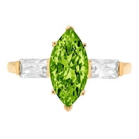 2.0ct Marquise Cut zeleni prirodni peridot 14k žuto zlato graviranje izjava godišnjica Angažovanost