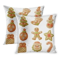 Kolačići od medenjaka Xmas Tree Sock Snjegović Ball Man Star Santa Claus Candy jastučni jastučni jastuk set od 2