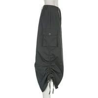 Fule Ženska teretna suknja Duga suknja Niska struka Shirred Suknja za kratke suknje Vintage sa džepovima