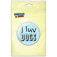 Luv Love Dogs Light Blue Pinback gumb Pin značka
