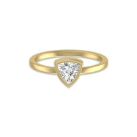 Ženska laboratorija uzgajala karat trillion bezel solitaire dijamantni prsten u 14K žutom zlatu