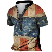 Patriotske majice za muškarce V-izrez kratki rukav modni ispisani ispisani labavi pulover vrhovi udobnog