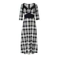 Zunfeo haljine za žene - novi dolazak vintage s džepovima rukavica s rukavima haljina s pločama V-izrez clear clear xl