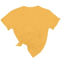Ženski vrhovi Dnevni bluza za neovisnost kratkih rukava zapisane dame Ljetna tunika vrhova okruglog dekolte modne žute l