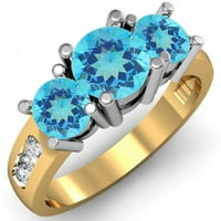 DazzlingRock kolekcija 14k plavi topaz i bijeli dijamantni zaručni prsten, žuto zlato, veličina 8.5