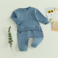 Arvbitana dojenčad za dijete casual pantalone setovi solidne dugih rukava dugih rukava i hlače za crtanje sa džepovima novorođenčad jesenska odjeća 0-3T