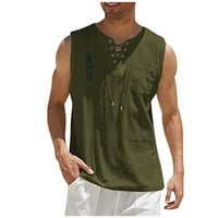Modne muške casual labavo platnene majice od tiskane košulje za bluze bez rukava od rukava na plaži