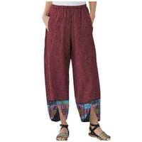 Ženske pantalone za vrećaste posteljine Ležerne prilike Aztec Ispis patchwork elastične struke harem hlače vino xxxxl