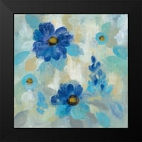 Vassileva, Silvia Crni moderni uokvireni muzej umjetnički print pod nazivom - plavi cvjetovi šapat II