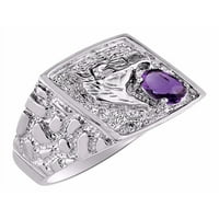 * Rylos Lucky Horsehead Nugget Amethyst & Diamond Ring - februar Rođendan *