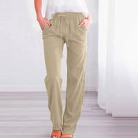 Ženske hlače velike struke u širokim nogama Ležerne prilike elastične pantalone udobne ravnotežne pantalone s džepovima