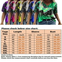 Ženske vrhove Šareni leptir T majica V bluza za izrez Casual kratkih rukava Tee grafički grafički pulover