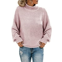 Ecqkame Ženske turteneck prevelizirani džemperi Ležerne prilike puloverski vrhovi za pletenje duge rukave