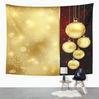 Crveni zlatni božićni baubelji i snježne pahulje kugla Xmas Noel Zlatna zida Viseća tapiserija Kućni dekor za dnevnu sobu spavaća soba spavaonica