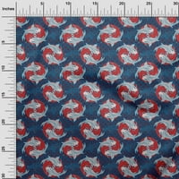 Onuone svilene tabby plave tkanine azijski japanski koi riblji obrtni projekti dekor tkanina štampuše