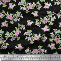 Lišće tkanina Soimoi Poly Georgette, & Rose cvjetna tiskana tkanina od dvorišta široko