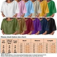 Beiwei Women TEE čvrsta boja majica Crew Crt Majica Retro tunika Bluza Dame vrhovi Ležerni pulover s