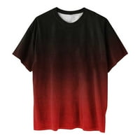 Farstey majice za žene Ljeto CrewNeck kratki rujni bluze Labavi udobni gradijentni ispis lagani mekani