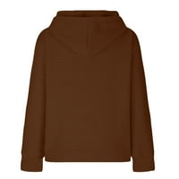 Scyoekwg Plus Veličine za žene dugih rukava Trendi zrnca sa kapuljačom sa kapuljačom sa kaputom kaput džepni pulover Duksevi u boji Labavi ležerni pad pulover vrhove smeđeg XL