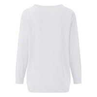 Ženski bluze Ležeran puni rukav na vrhu okruglog vrata s labavim majicom Bluza Halloween Print grafički duks modni bijeli l