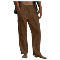 Muške planinarske hlače Pamučne posteljine ravne hlače za muškarce Čvrsto boje dugih muških hlača zazor opušteno fit muškarci pantalone teretane smeđe 5xl
