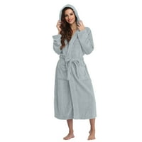 Pidžama za žene s kapuljačom, lagana mekana plišana duga flanela za spavanje s kapuljačom s kapuljačom