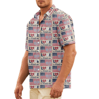 4. jula muška havajska majica USA Nacionalna zastava Košulja Grafički 3D košulja plus size Ulica dnevno