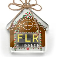 Ornament tiskani jedan pogodan kôd za aerodrom FLR za Florence Christmas Neonblond