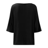Miayilima Black XXL majice za žene DANDELION TISKANJE V VAKKE KORIŠTENJE Skraćeno pamučno posteljina